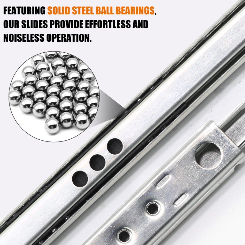Jersvimc 1Pair 12 Inch(310mm) Metal Drawer Slides Drawer Tracks, Ball Bearing Drawer Silde Two Way Heavy Duty Drawer Rails for Cabinet Dresser - Image 4